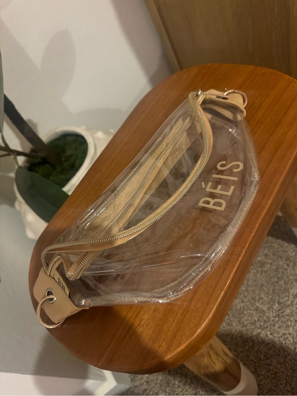 BEIS Clear Mini Waist Bag with Gold Trim